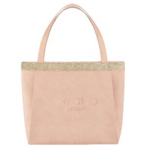 Jimmy Choo Tote Pastel Pink Large New (small Flaw) Gold Glitter Winged Tote